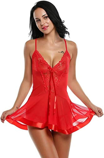 Red V-neck Adjusted Waist Sleeveless Sleepwear