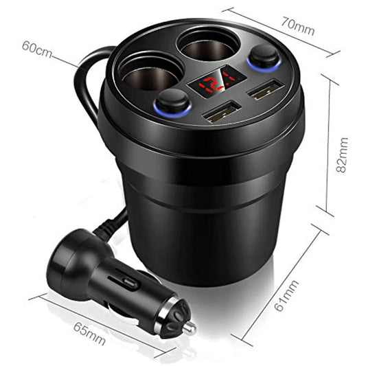Fast Charging Car Cup Holder Adapter Charger Dual USB Auto 12V Socket Splitter Vehicle Power Splitter Car Accessories (2 Lighter)