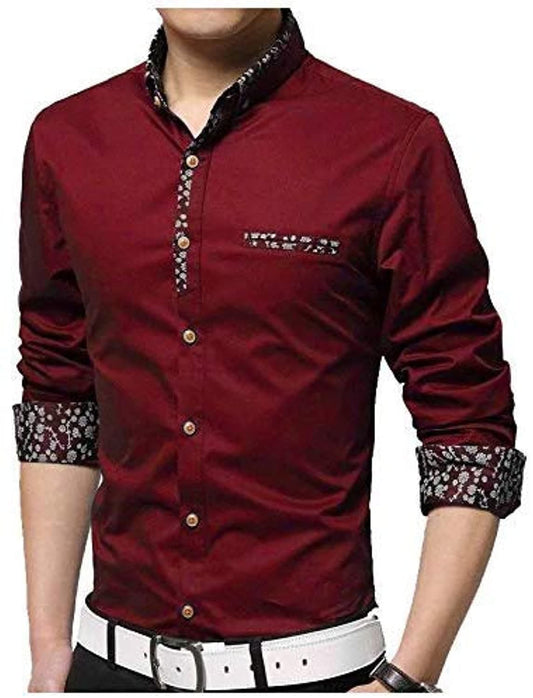 Full Sleeve Slim Fit Formal Shirt for Men - Maroon