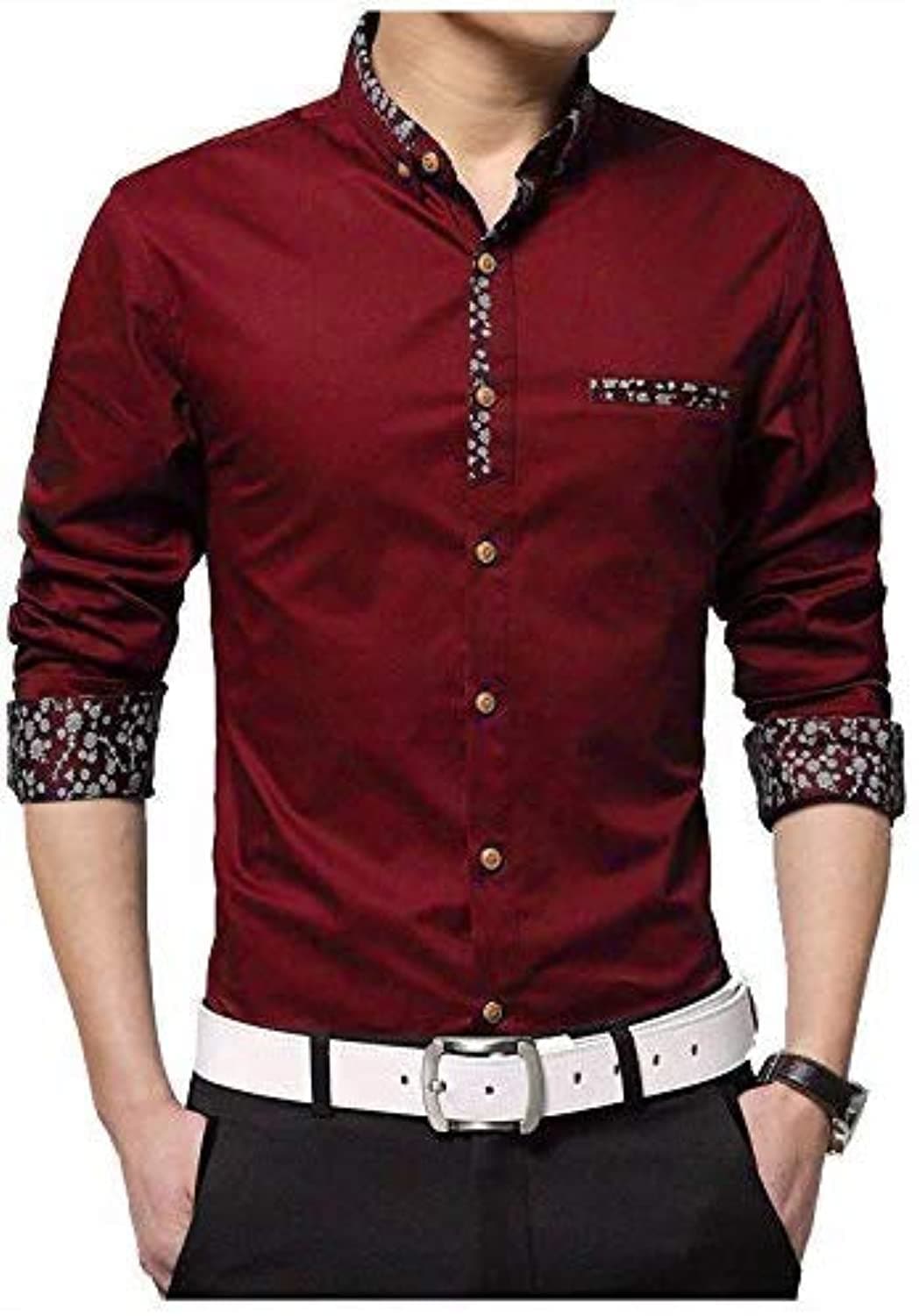 Full Sleeve Slim Fit Formal Shirt for Men - Maroon