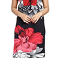Red-Black Noty Satin Free Size Floral Print Nighty Sleepwear