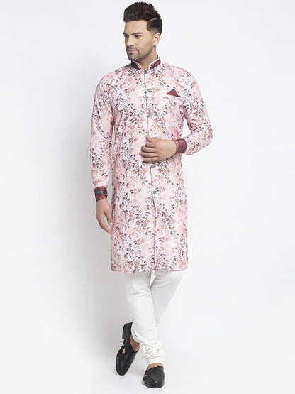 Mandarin Collar Printed Kurta and Churidar Set