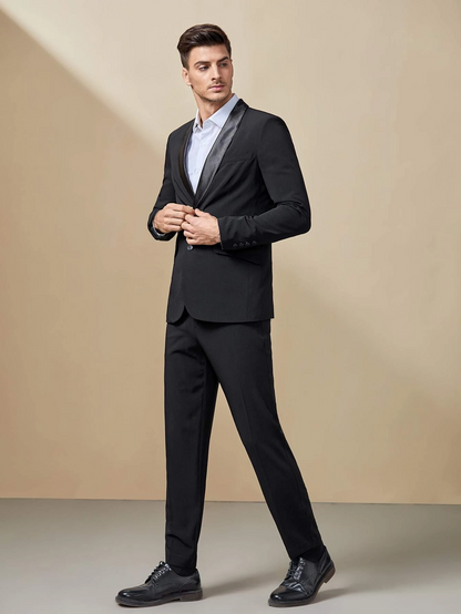 Black Solis Shawl Collar Blazer and Suit Pants