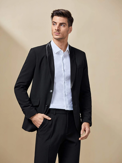 Black Solis Shawl Collar Blazer and Suit Pants