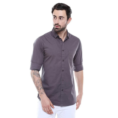 Solid Colour Cutaway Collar Slim Fit Shirt