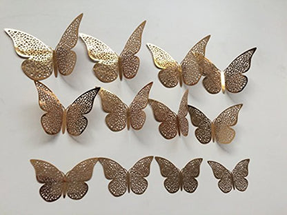 3D Metallic Finish Home Decor Butterfly with Sticking Pad (Set of 12)