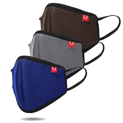 6 Layer Protection Non-Woven Reusable and Washable Unisex Anti-Pollution Air Mesh Mask (3 Pack)