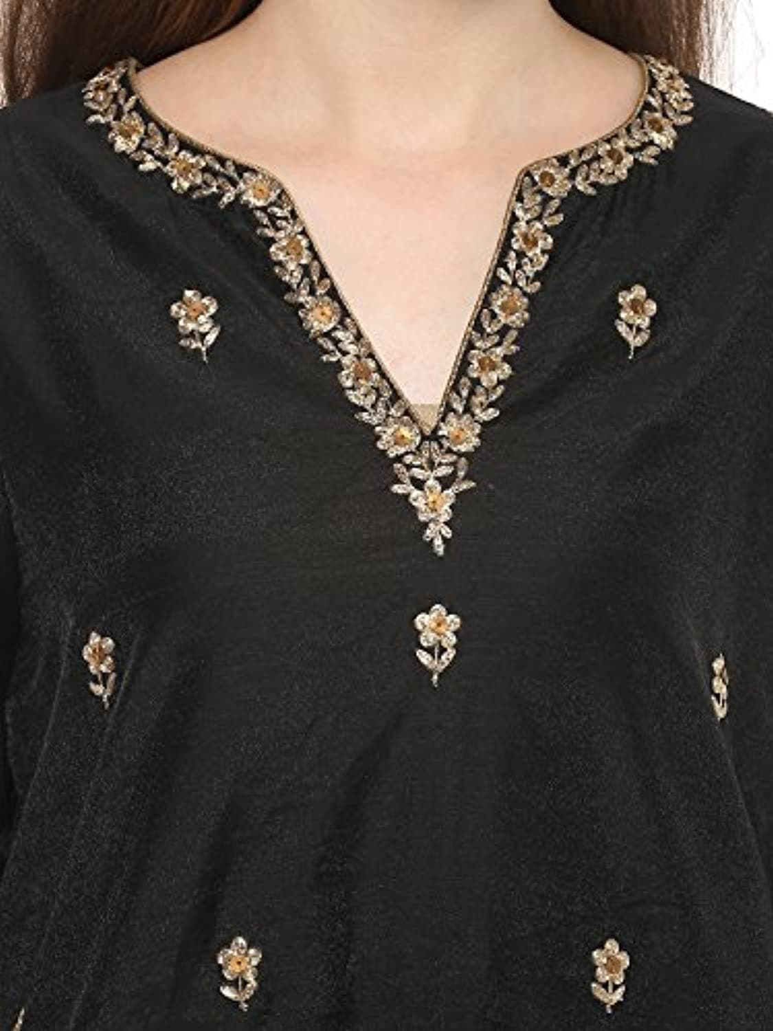 Black A Line cotton A Line Salwar Suit Set by Bhama Couture