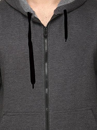 Premium Cotton Blend Pullover Hoodie Sweatshirt With Zip - Charcoal