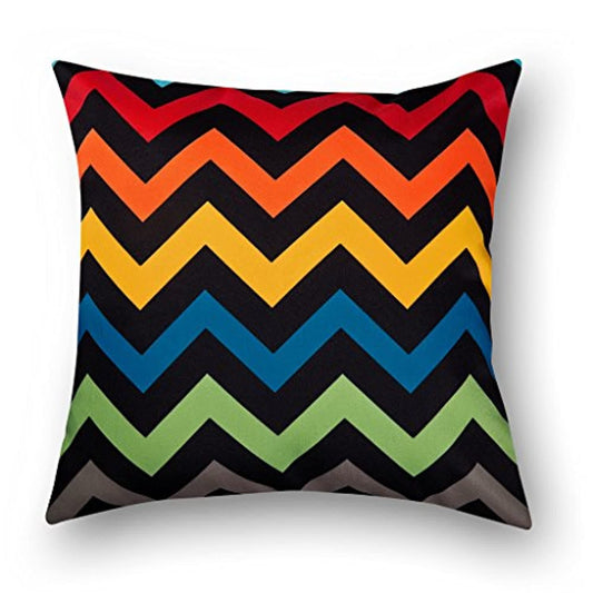 HD Digital Cotton Cushion Covers Black and Red, 16x16 Inches - Set of 2