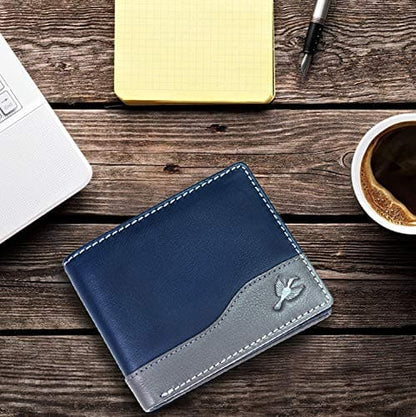 Navy Genuine Leather RFID Blocking Wallet