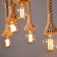 Pack of 4 Quality Metal Edison Lamp Rustic Rope Hanging, Standard Black and Brown