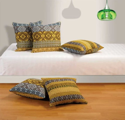 Cotton 5 Piece Cushion Cover Set - Yellow