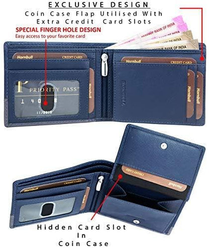 Navy Genuine Leather RFID Blocking Wallet