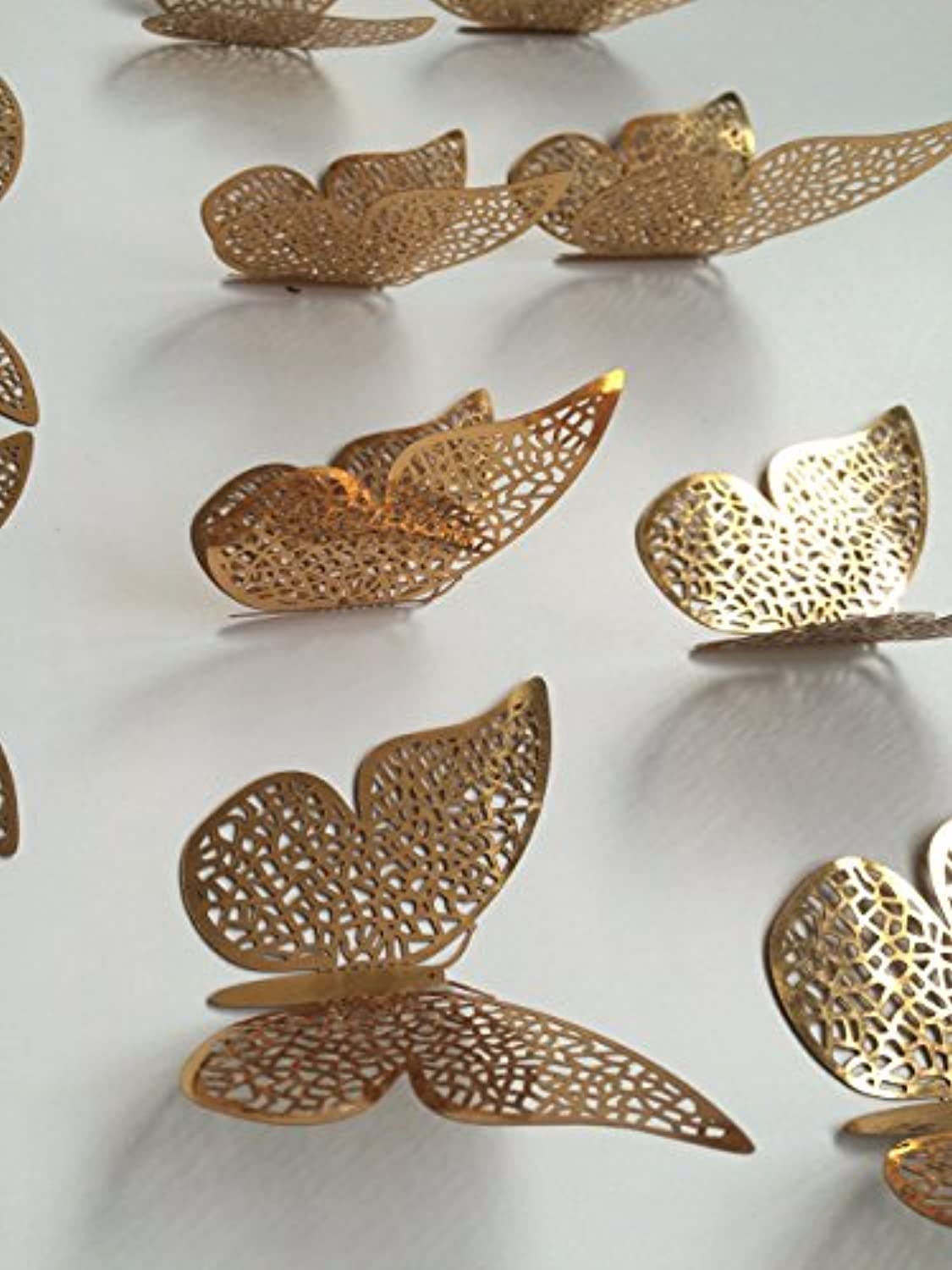 3D Metallic Finish Home Decor Butterfly with Sticking Pad (Set of 12)
