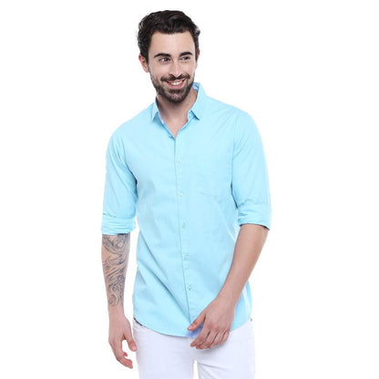 Solid Colour Cutaway Collar Slim Fit Shirt