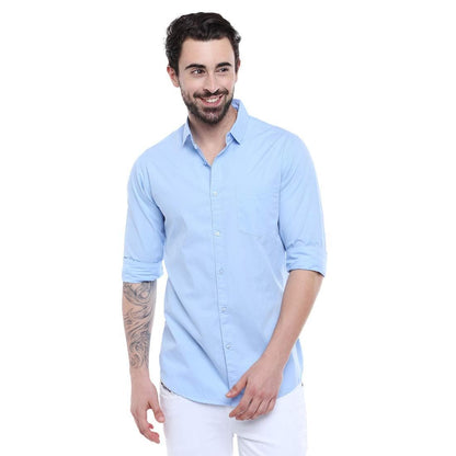 Solid Colour Cutaway Collar Slim Fit Shirt