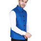 Blue Cotton-Blended Indian Traditional Nehru Jacket Ethnic Waistcoat