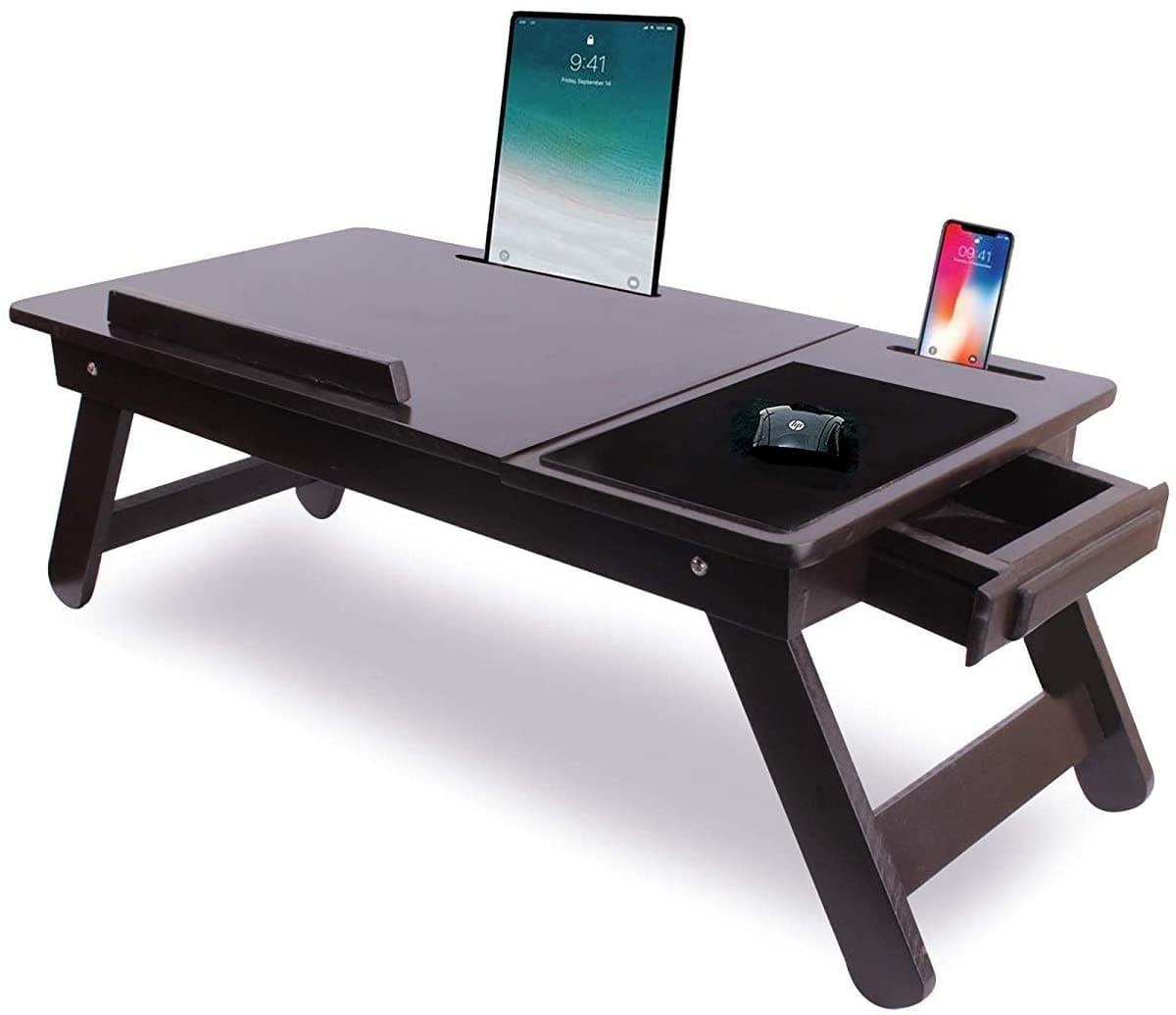 Brown Designer Folded Study Wooden Portable Laptop Table