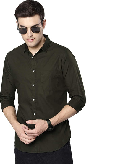 Solid Colour Cutaway Collar Slim Fit Shirt