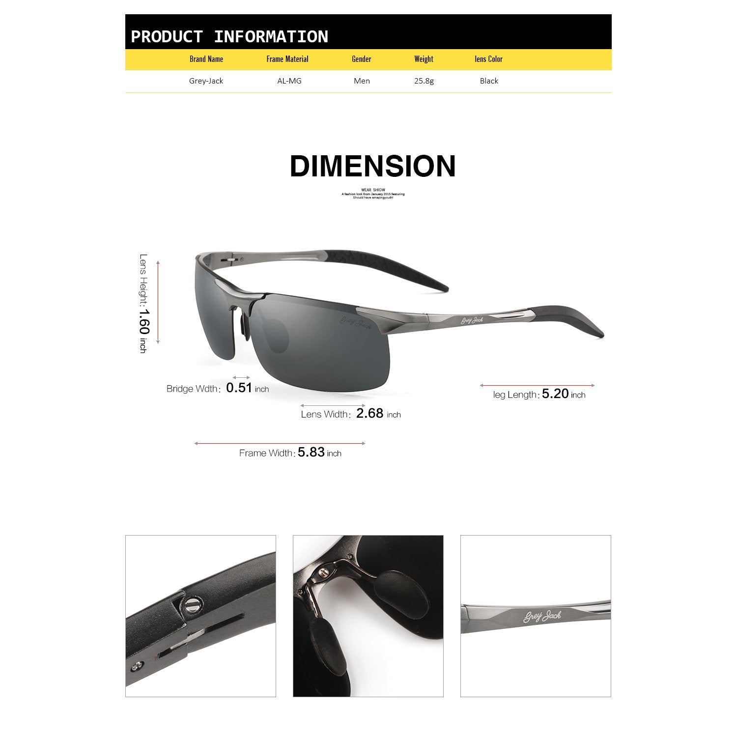Grey Jack Half Frame Tr90 Polarized Sunglasses at Rs 1699 | Polarized  Sunglasses in Mumbai | ID: 21626523348