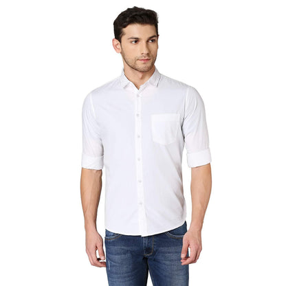 Solid Colour Cutaway Collar Slim Fit Shirt