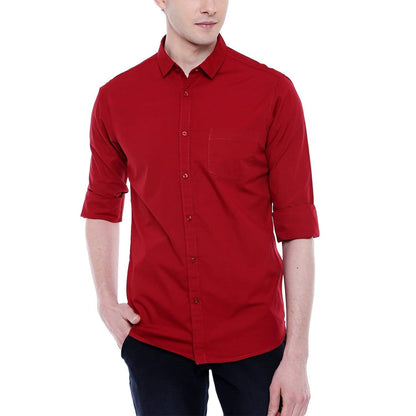 Solid Colour Cutaway Collar Slim Fit Shirt