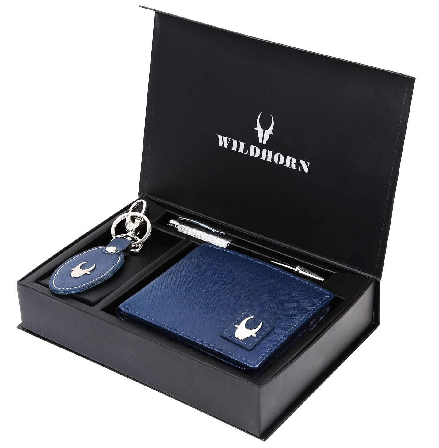 RFID Protected Genuine High Quality Leather Wallet, Keychain & Pen Combo