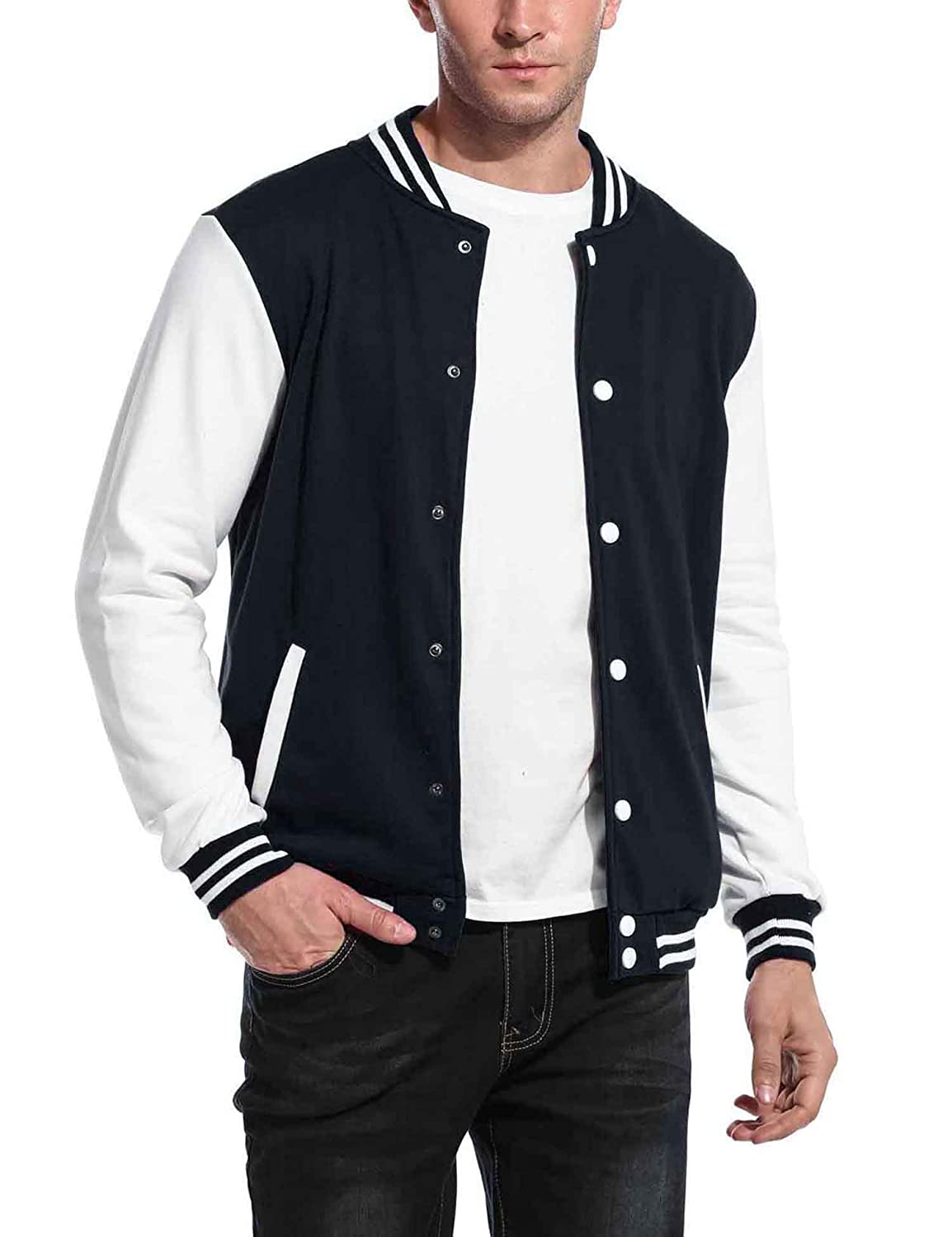 Buy Michael Kors Wool Blend & Leather Baseball Jacket | Black Color Men |  AJIO LUXE