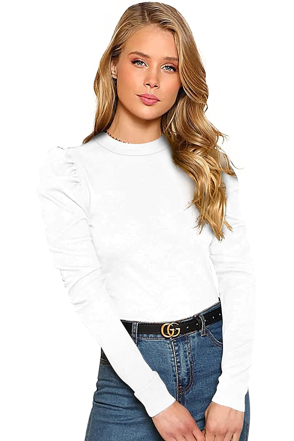 Long Sleeve Collarless Slim Fit Top