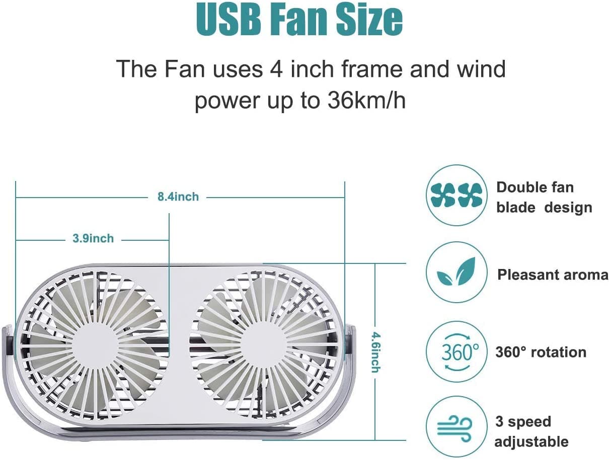 Mini USB Desk Fan with Double Fan Blade
