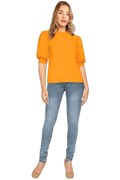 Round Neck Three Fourth Sleeve Top