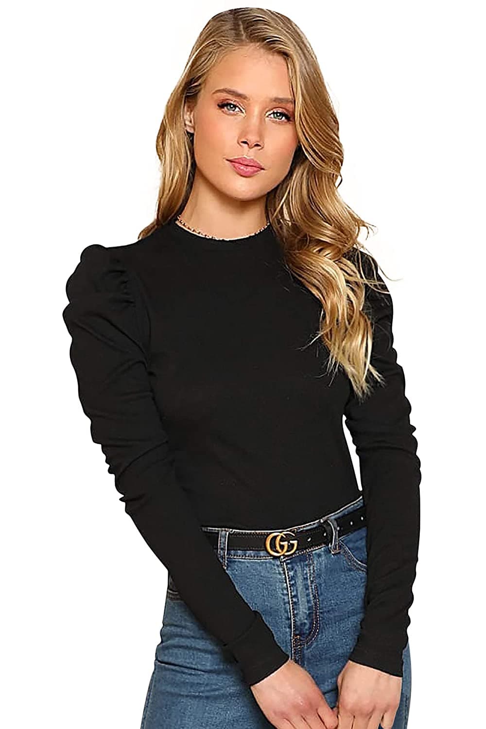 Long Sleeve Collarless Slim Fit Top