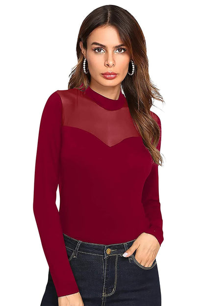 Red Round Neck Full Sleeve Top