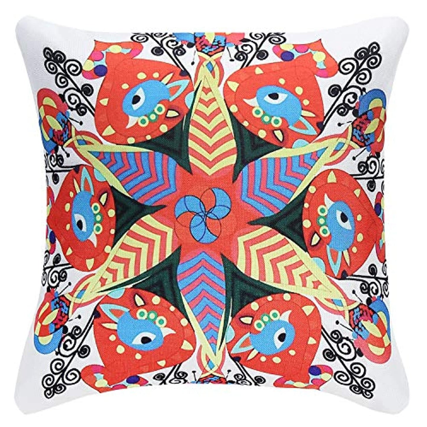 Jute Cushion Cover (Multicolour, 16x16)-Set of 5