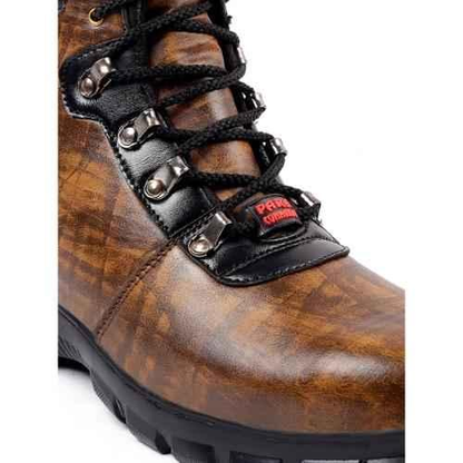 Synthetic Leather Steel Toe Airmix Sole Brown Safety Boots Wear.Style