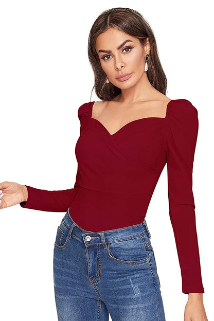 Collarless Long Sleeve Slim Fit Top