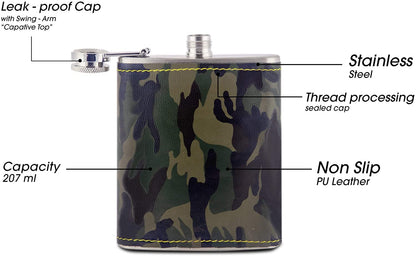 Easy Sip Stainless Steel Hip Flasks 8 Oz (230 Ml)