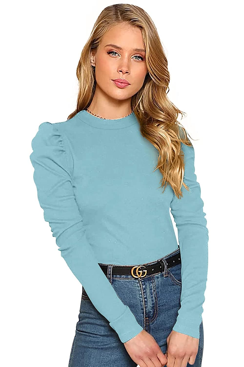 Long Sleeve Collarless Slim Fit Top