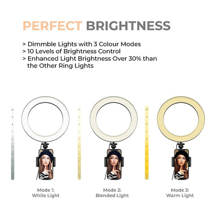 Portable LED Ring Light with 3 Color Modes Dimmable Lighting Compatible with iPhone/Android Phones and Cameras