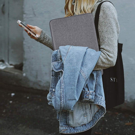 Laptop Chromebook Sleeve case Cover with Charger Pouch -Denim Grey 15.6 inches