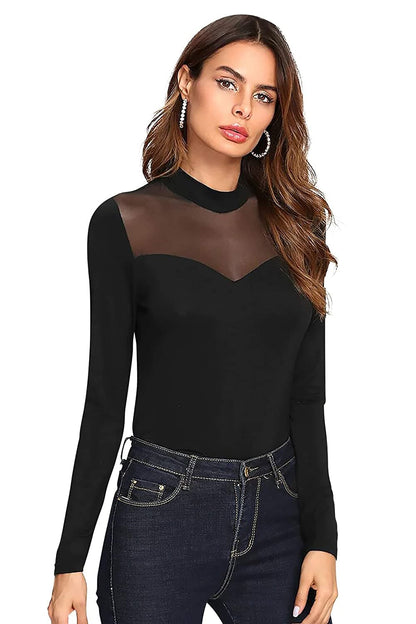 Black Long Sleeve Slim Fit Top