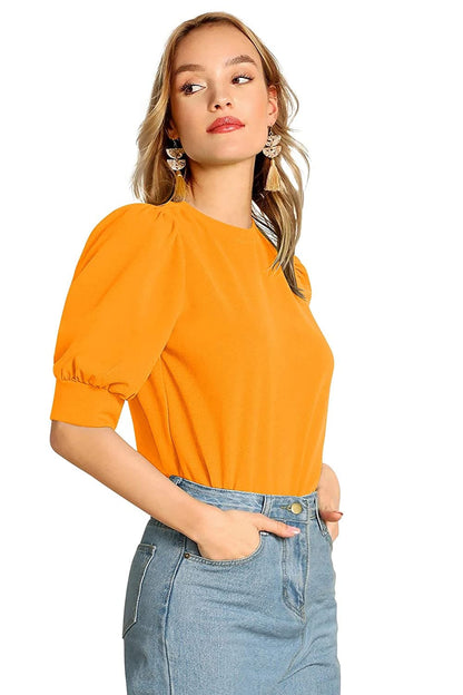 Round Neck Three Fourth Sleeve Top