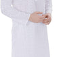 White Mandarin Collar Cotton chikankari Regular Fit Kurta Pyjama Set