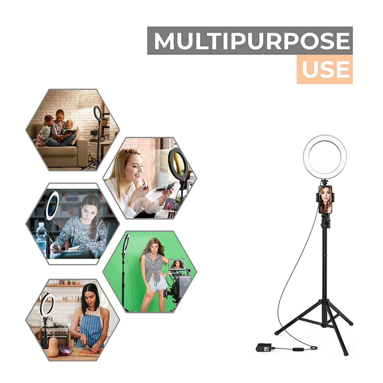 Amazon.com : Foldable Ring Light with Tripod, 4000mAh Battery, Operated  Cordless, Scalable 10 
