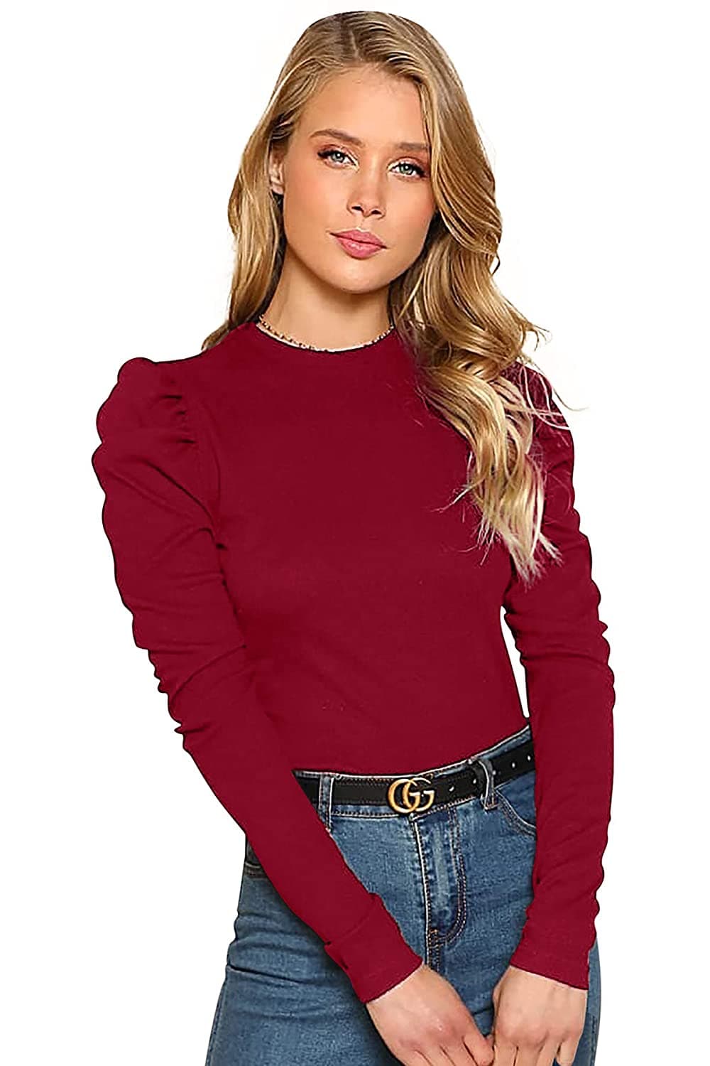 Long Sleeve Collarless Slim Fit Top