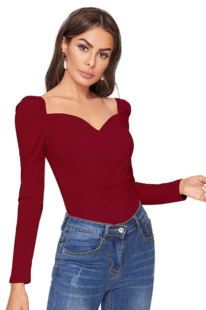 Collarless Long Sleeve Slim Fit Top