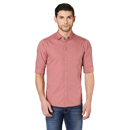 Solid Colour Cutaway Collar Slim Fit Shirt