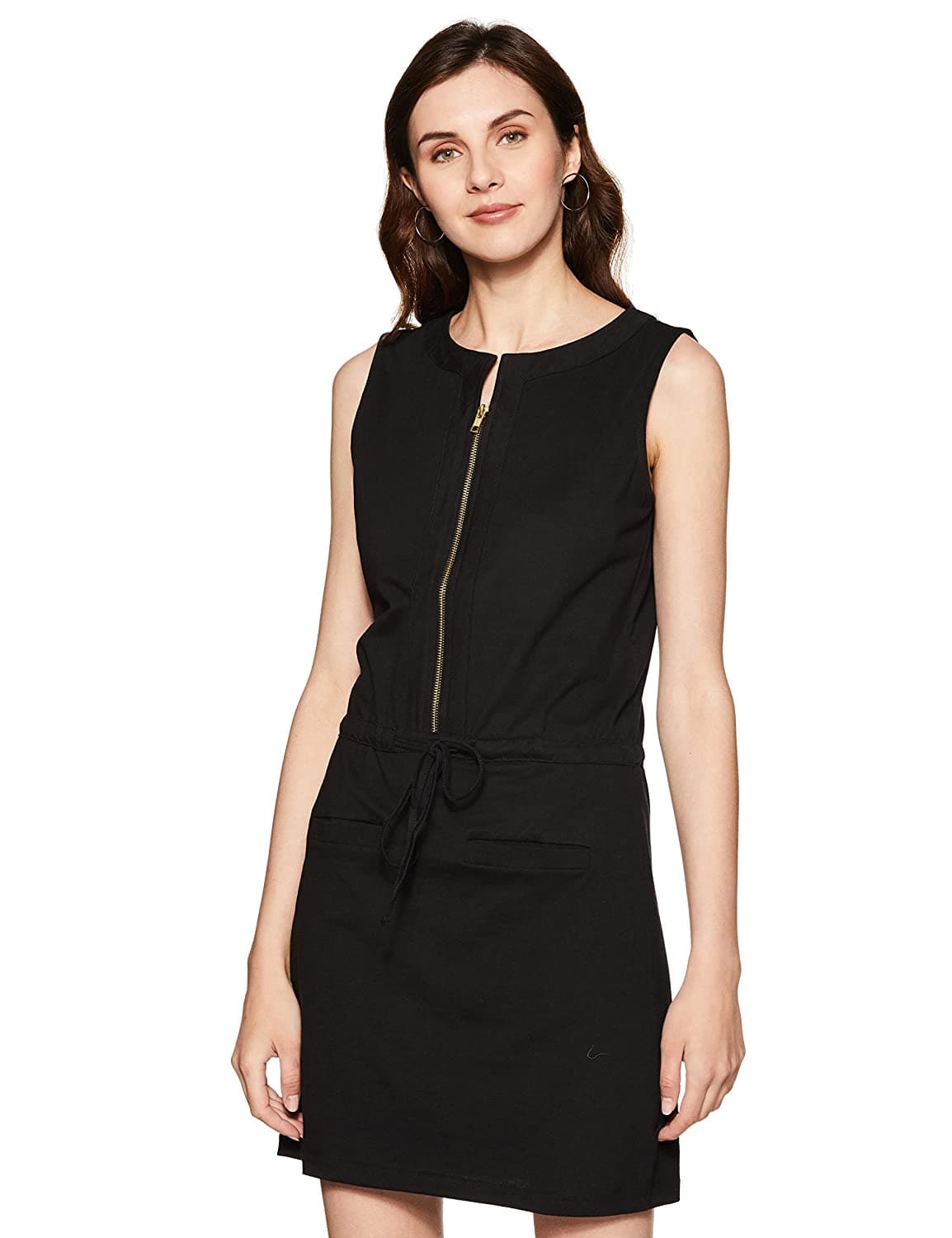 Mini Shift Slim Fit Round Neck Dress with Pockets