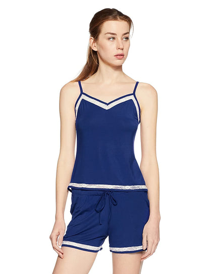 Sleeveless Adjustable Straps V-Neck Lounge Wear Sleepwear